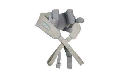 Grey Shoulder and neck massager with heat therapy pads and ergonomic hands-free straps